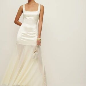 Reformation Ivory Satin Maxi Dress